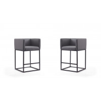Manhattan Comfort 2-CS011-GY Embassy 34 in. Grey and Black Metal Counter Height Bar Stool (Set of 2)